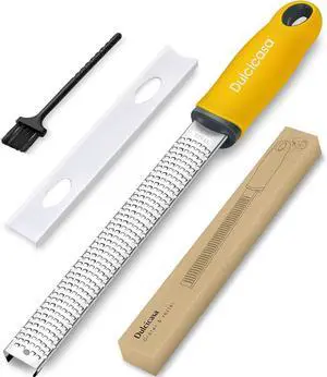 Professional Stainless Steel Lemon Zester & Grater - Premium Kitchen Tool for Cheese, Garlic, Ginger, Chocolate, Vegetables & Fruits | Dishwasher Safe Professional Stainless Steel Lemon Zester & Grater - Premium Kitchen Tool for Cheese, Garlic, Ginger, Chocolate, Vegetables & Fruits | Dishwasher Safe
