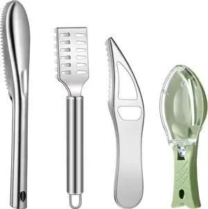 Honoson 4 Pcs Stainless Steel Fish Scale Remover Scaler with Bottle Opener Honoson 4 Pcs Stainless Steel Fish Scale Remover Scaler with Bottle Opener