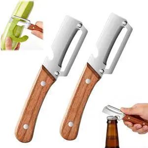 Multi-Functional Vegetable Peeler for Kitchen, 2 in 1 Stainless Steel Vegetable Peeler with Wooden Handle and Bottle Opener,Kitchen Tool for Fruit Apple Potato Carrot Pumpkin Papaya (2pcs) Multi-Functional Vegetable Peeler for Kitchen, 2 in 1 Stainless Steel Vegetable Peeler with Wooden Handle and Bottle Opener,Kitchen Tool for Fruit Apple Potato Carrot Pumpkin Papaya (2pcs)