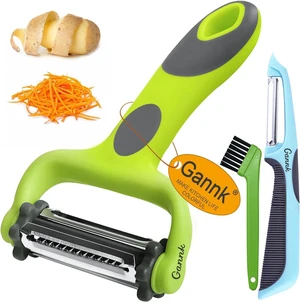 GANNK Potato Apple Vegetable Peelers for Kitchen, I and Y Peelers for Fruit Veggie Potatoes Carrot Cucumber, 3 in 1 Blade Spin Design With Julienne Multifunctional GANNK Potato Apple Vegetable Peelers for Kitchen, I and Y Peelers for Fruit Veggie Potatoes Carrot Cucumber, 3 in 1 Blade Spin Design With Julienne Multifunctional