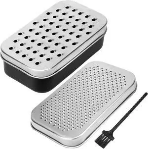 2 In 1 Cheese Grater with Container and Lid Metal Handheld with Storage Box Stainless Steel Citrus Lemon Zester, Fruit Vegetable Onion Choppers, Airtight Includes Hand Peelers, Grinder, Shredder 2 In 1 Cheese Grater with Container and Lid Metal Handheld with Storage Box Stainless Steel Citrus Lemon Zester, Fruit Vegetable Onion Choppers, Airtight Includes Hand Peelers, Grinder, Shredder