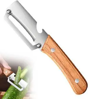 Multi Functional Premium Vegetable Peeler with Wooden Handle and Bottle Opener Stainless Steel Blade Kitchen Tool for Fruit Potato Pumpkin Papaya Multi Functional Premium Vegetable Peeler with Wooden Handle and Bottle Opener Stainless Steel Blade Kitchen Tool for Fruit Potato Pumpkin Papaya