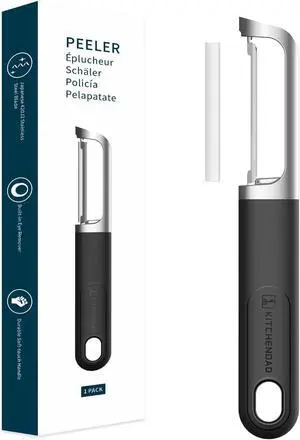 KITCHENDAO Swivel Vegetable Potato Peeler for Kitchen -Durable Japanese 420J2 Stainless Steel Sharp Dual Blade- Built-in Eye Remover, Ergonomic Soft-touch Handle - Dishwasher Safe-Black KITCHENDAO Swivel Vegetable Potato Peeler for Kitchen -Durable Japanese 420J2 Stainless Steel Sharp Dual Blade- Built-in Eye Remover, Ergonomic Soft-touch Handle - Dishwasher Safe-Black