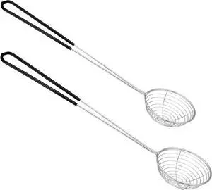2Pcs Stainless Steel Hot Pot Strainer Spoons, 2 Sizes Fatsoff Soup Scoop Boba Spoon Scoop with Handle Ladle Wire Cooking Spider Skimmer Spoon for Hot Pot, Kitchen, Meatball, Oil Filter Black 2Pcs Stainless Steel Hot Pot Strainer Spoons, 2 Sizes Fatsoff Soup Scoop Boba Spoon Scoop with Handle Ladle Wire Cooking Spider Skimmer Spoon for Hot Pot, Kitchen, Meatball, Oil Filter Black