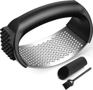 Garlic Press Rocker Set with Garlic Peeler & Cleaning Brush,Stainless Steel Garlic Mincer Crusher,Easy Kitchen Gadget for Effortless Smashing,Kitchen Essentials,Home and Kitchen Utensils Accessories Garlic Press Rocker Set with Garlic Peeler & Cleaning Brush,Stainless Steel Garlic Mincer Crusher,Easy Kitchen Gadget for Effortless Smashing,Kitchen Essentials,Home and Kitchen Utensils Accessories