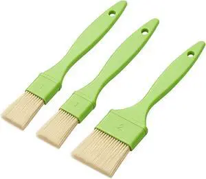 3 Pcs Pastry Brush Set, 1/1/2 inch Bristle Basting Brushes for Cooking, Heat Resistant, Kitchen Brush for Oil, BBQ Grill, Butter Sauce, Baking, with Hang Hole Design Green 3 Pcs Pastry Brush Set, 1/1/2 inch Bristle Basting Brushes for Cooking, Heat Resistant, Kitchen Brush for Oil, BBQ Grill, Butter Sauce, Baking, with Hang Hole Design Green