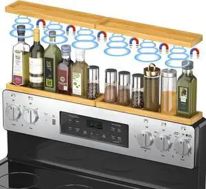PEKER Magnetic Stove Top Shelf for 30" Stoves, Over Oven Shelf Above with Bamboo Spice Rack Organizer, Heat-Resistant, Space-Saving Solution for Kitchen Storage PEKER Magnetic Stove Top Shelf for 30" Stoves, Over Oven Shelf Above with Bamboo Spice Rack Organizer, Heat-Resistant, Space-Saving Solution for Kitchen Storage