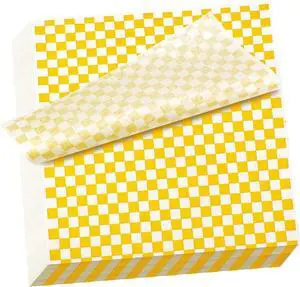 100 Sheets Checkered Dry Waxed Deli Paper Sheets, Paper Liners for Plastic Food Basket, Wrapping Bread and Sandwiches (Yellow) 100 Sheets Checkered Dry Waxed Deli Paper Sheets, Paper Liners for Plastic Food Basket, Wrapping Bread and Sandwiches (Yellow)