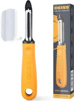 Deiss PRO Swivel Vegetable Peeler - Sharp Stainless Steel Peeler With Easy Non-Slip Hand Grip, Potato Peelers For Kitchen, Fruit, Carrot, Apple, Veggie, Kiwi, Durable, And Dishwasher Safe (ORANGE) Deiss PRO Swivel Vegetable Peeler - Sharp Stainless Steel Peeler With Easy Non-Slip Hand Grip, Potato Peelers For Kitchen, Fruit, Carrot, Apple, Veggie, Kiwi, Durable, And Dishwasher Safe (ORANGE)
