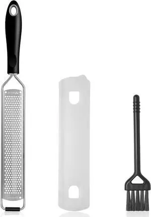 Lemon Zester and Cheese Grater with Protective Cover and Cleaning Brush Lemon Zester and Cheese Grater with Protective Cover and Cleaning Brush