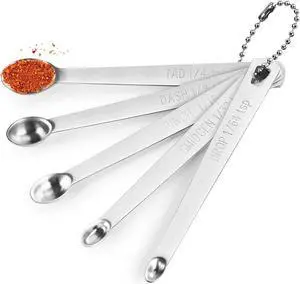 5 Pcs Mini Measuring Spoons Set, Stainless Steel, Cute 5 Pcs Mini Measuring Spoons Set, Stainless Steel, Cute
