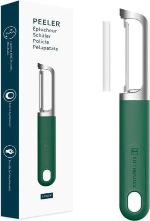 KITCHENDAO Swivel Vegetable Potato Peeler for Kitchen, Japanese Stainless Steel Sharp Blade, Heavy Duty Die-cast Construction, Built-in Eye Remover, Soft-touch Handle, Dishwasher Safe, Green KITCHENDAO Swivel Vegetable Potato Peeler for Kitchen, Japanese Stainless Steel Sharp Blade, Heavy Duty Die-cast Construction, Built-in Eye Remover, Soft-touch Handle, Dishwasher Safe, Green