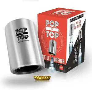 Pop-the-Top Beer Bottle Opener (Stainless): Automatic Bottle Cap Opener, Push Down Pop Off Bar Tool, Soda and Beer Cap Remover, Cool & Fun Gadget Pop-the-Top Beer Bottle Opener (Stainless): Automatic Bottle Cap Opener, Push Down Pop Off Bar Tool, Soda and Beer Cap Remover, Cool & Fun Gadget