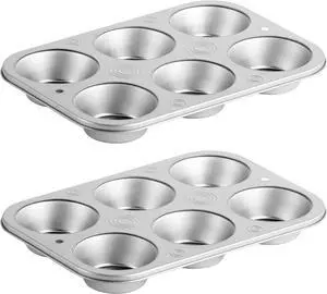 DecorRack Non-Stick Muffin Pans, 6-Cup Steel Bakeware (2 Pack) DecorRack Non-Stick Muffin Pans, 6-Cup Steel Bakeware (2 Pack)