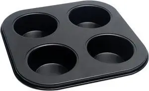 4 Cup Muffin Pan Mold, Non-stick Cupcake Baking Pan Mini Pie Pans, Carbon Steel Cake Mould Muffin Tray Standard Baking Mold Pan for Oven Baking(Black) 4 Cup Muffin Pan Mold, Non-stick Cupcake Baking Pan Mini Pie Pans, Carbon Steel Cake Mould Muffin Tray Standard Baking Mold Pan for Oven Baking(Black)
