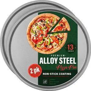 DecorRack 13 Inch Alloy Steel Pizza Pan, Non-Stick Coating, Serving Tray, Round Baking Tray for Oven Use (2 Pack) DecorRack 13 Inch Alloy Steel Pizza Pan, Non-Stick Coating, Serving Tray, Round Baking Tray for Oven Use (2 Pack)