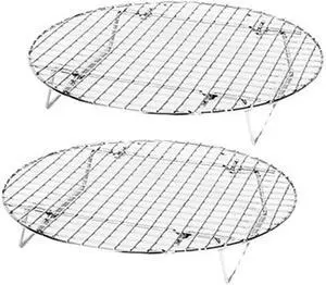 2 Pack Cooking Racks 10.5 inch Grids Steamer Baking Round Cooling Racks with Folding Feet Dehydrator Trays Stackable Barbecue Carbon Grates for Air Fryer 2 Pack Cooking Racks 10.5 inch Grids Steamer Baking Round Cooling Racks with Folding Feet Dehydrator Trays Stackable Barbecue Carbon Grates for Air Fryer