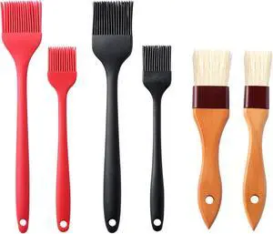 4 Pack Silicone Basting Pastry Brushes with 2 Wood Handle Culinary Oil Brushes, Heat Resistant Brush Set, Perfect for BBQ Sauce Barbecue Butter Grill Baking Kitchen Cooking, BPA Free & Dishwasher Safe 4 Pack Silicone Basting Pastry Brushes with 2 Wood Handle Culinary Oil Brushes, Heat Resistant Brush Set, Perfect for BBQ Sauce Barbecue Butter Grill Baking Kitchen Cooking, BPA Free & Dishwasher Safe
