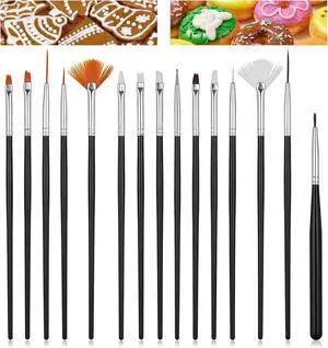 15Pcs Food Paint Brush, Cake Painting Brushes Sugar Cookie Decorating Kit Food Safe Paint Brushes Cookie Icing Pastry Brush, Black 15Pcs Food Paint Brush, Cake Painting Brushes Sugar Cookie Decorating Kit Food Safe Paint Brushes Cookie Icing Pastry Brush, Black