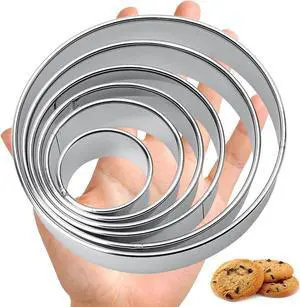 6 Pcs Round Cookie Cutter Set (2, 3, 3.5, 4, 5, 6 Inch) Metal Stainless Steel Large Circle Cookie Cutters Biscuit Cutter for Baking Tools Dough Cake Pastry Donuts Fondant Circle Cutting Ring Molds 6 Pcs Round Cookie Cutter Set (2, 3, 3.5, 4, 5, 6 Inch) Metal Stainless Steel Large Circle Cookie Cutters Biscuit Cutter for Baking Tools Dough Cake Pastry Donuts Fondant Circle Cutting Ring Molds