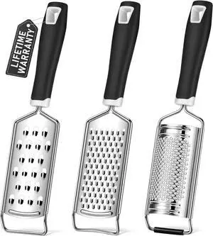 Cheese Grater, Sopito 3 Packs Stainless Steel Lemon Zester Grater with Silicone Handle for Cheese, Chocolate, Spices, and More Cheese Grater, Sopito 3 Packs Stainless Steel Lemon Zester Grater with Silicone Handle for Cheese, Chocolate, Spices, and More