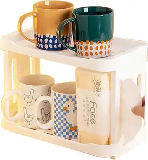 Kitchen and Bedroom Storage Rack, 11 Inch x 7.8 Inch x 6 Inch White 2 Layers Glass Shelf Place Cups, Tissue, Seasoning and Other Items (1 Pack) Kitchen and Bedroom Storage Rack, 11 Inch x 7.8 Inch x 6 Inch White 2 Layers Glass Shelf Place Cups, Tissue, Seasoning and Other Items (1 Pack)