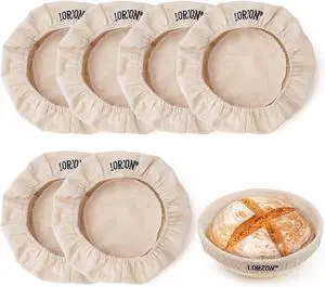 Lorzon 6 Pack Bread Proofing Basket Cover, 10 Inch Round Banneton Liner, Linen Sourdough Bowl Covers for Bread Rising Lorzon 6 Pack Bread Proofing Basket Cover, 10 Inch Round Banneton Liner, Linen Sourdough Bowl Covers for Bread Rising