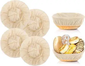 MAQIHAN 4pcs Banneton Liner Reusable - Banneton Bread Proofing Basket Liner Elastic Cloth Bowl Covers for Bread Rising Sour Dough Proofing Covers Sourdough Making Accessories Baking Supplies MAQIHAN 4pcs Banneton Liner Reusable - Banneton Bread Proofing Basket Liner Elastic Cloth Bowl Covers for Bread Rising Sour Dough Proofing Covers Sourdough Making Accessories Baking Supplies