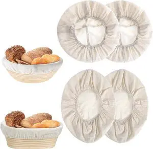 4Pcs Banneton Liners, 10In Cloth Bowl Covers for Bread Proofing,Reusable Natural Rattan Banneton Liner Cloth Cover for Bakery Home Baking, 2 Round & 2 Oval Sourdough Proofing Covers 4Pcs Banneton Liners, 10In Cloth Bowl Covers for Bread Proofing,Reusable Natural Rattan Banneton Liner Cloth Cover for Bakery Home Baking, 2 Round & 2 Oval Sourdough Proofing Covers