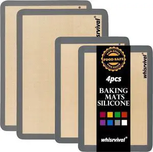 4 Pcs Silicone Baking Mat, Non-Stick, Reusable, Easy Cleanup 4 Pcs Silicone Baking Mat, Non-Stick, Reusable, Easy Cleanup