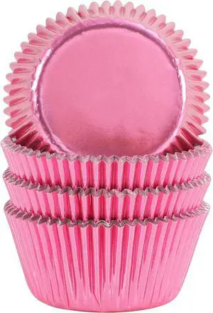 Gifbera Standard Pink Foil Cupcake Liners Wrappers Baking Cups for Baking 100 Count, Pink Gifbera Standard Pink Foil Cupcake Liners Wrappers Baking Cups for Baking 100 Count, Pink