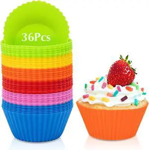 RAINFLOW 36 Pack Silicone Cupcake Baking Cups - Reusable Muffin Liners RAINFLOW 36 Pack Silicone Cupcake Baking Cups - Reusable Muffin Liners