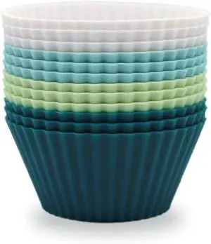 Silicone Baking Muffin Cups 12 Pack, Reusable Cupcake Liners Cake Molds, BPA Free, Dishwasher Safe(White, Green, Navy, Dusty Blue) Silicone Baking Muffin Cups 12 Pack, Reusable Cupcake Liners Cake Molds, BPA Free, Dishwasher Safe(White, Green, Navy, Dusty Blue)