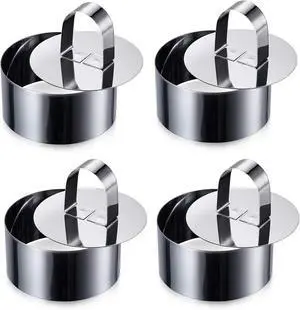 ONEDONE Cake Ring Molds for Baking 3.15" Round Stainless Steel Mousse Molds Pastry Rings with Pusher, Tuna Tartare Mold, Set of 4 ONEDONE Cake Ring Molds for Baking 3.15" Round Stainless Steel Mousse Molds Pastry Rings with Pusher, Tuna Tartare Mold, Set of 4