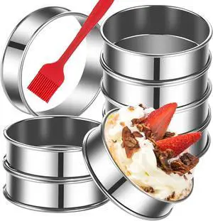 DATANYA 8Pack 4 Inch English Muffin Rings, Stainless Steel Double Rolled Tart Rings, Round Metal Cooking Pastry Ring Molds for Baking DATANYA 8Pack 4 Inch English Muffin Rings, Stainless Steel Double Rolled Tart Rings, Round Metal Cooking Pastry Ring Molds for Baking