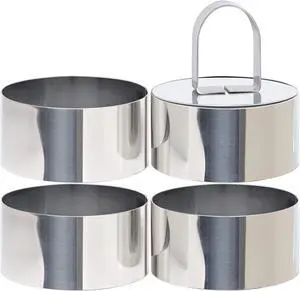 HULISEN 3 Round Cake Ring Mold, Stainless Steel Cooking Crumpet Rings HULISEN 3 Round Cake Ring Mold, Stainless Steel Cooking Crumpet Rings