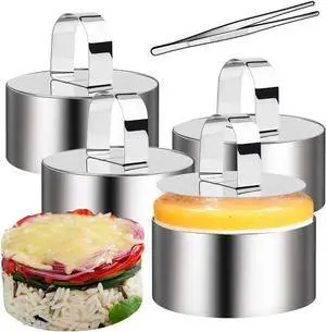 Gutsdoor 4 Pack Food Presentation Rings Stainless Steel Cake Ring Mold Small Baking Round Cooking Rings for Pastry, Cake, Mousse, Pancake - 4 Pushers+1 tweezer, 3.15 Inches Diameter Gutsdoor 4 Pack Food Presentation Rings Stainless Steel Cake Ring Mold Small Baking Round Cooking Rings for Pastry, Cake, Mousse, Pancake - 4 Pushers+1 tweezer, 3.15 Inches Diameter