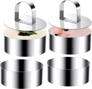 Round Cake Ring Molds, Stainless Steel 4 inch Food Rings Dessert Mousse Cooking Rings Mold with Pushers 10cm (Include 4 Rings & 2 Pushers) Round Cake Ring Molds, Stainless Steel 4 inch Food Rings Dessert Mousse Cooking Rings Mold with Pushers 10cm (Include 4 Rings & 2 Pushers)