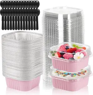 35 Pack 5 OZ Square Mini Cake Pans with Lids, 3.5x3.5 Inch Mini Cake Tins 35 Pack 5 OZ Square Mini Cake Pans with Lids, 3.5x3.5 Inch Mini Cake Tins