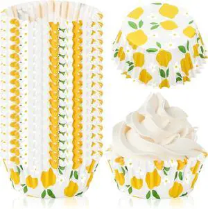 Whaline 300Pcs Lemon Flower Cupcake Liner Summer Paper Baking Cup Yellow Floral Fruit Muffin Liner Cake Storage Container for Party DIY Craft, 2 x 1.2 Inch Whaline 300Pcs Lemon Flower Cupcake Liner Summer Paper Baking Cup Yellow Floral Fruit Muffin Liner Cake Storage Container for Party DIY Craft, 2 x 1.2 Inch