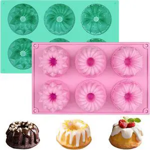 HUAKENER 2 Pcs Mini Fluted Cake Pan, 6-Cavity Fluted Tube Cake Pan HUAKENER 2 Pcs Mini Fluted Cake Pan, 6-Cavity Fluted Tube Cake Pan