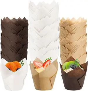 NPLUX 200Pcs Tulip Cupcake Liners Parchment Baking Muffin Cups Mixed Color NPLUX 200Pcs Tulip Cupcake Liners Parchment Baking Muffin Cups Mixed Color