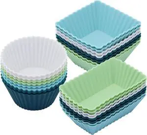 24Pack Silicone Muffin Cups, Reusable Cupcake Liners Molds for Baking, 3 Shapes Lunch Box Bento Dividers-Round, Square, and Rectangular (Neutral Colors, Regular Size) 24Pack Silicone Muffin Cups, Reusable Cupcake Liners Molds for Baking, 3 Shapes Lunch Box Bento Dividers-Round, Square, and Rectangular (Neutral Colors, Regular Size)