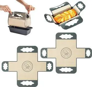 2 Pcs Reusable Silicone Bread Loaf Pan Liner, Food Grade BPA Free Bread Baking Mat, Non-Stick and Heat Resistant Dough Transfer Tool, Sourdough Sling with 4 Handles, Fits 9x5" or 1.5Lb Loaf Pans 2 Pcs Reusable Silicone Bread Loaf Pan Liner, Food Grade BPA Free Bread Baking Mat, Non-Stick and Heat Resistant Dough Transfer Tool, Sourdough Sling with 4 Handles, Fits 9x5" or 1.5Lb Loaf Pans