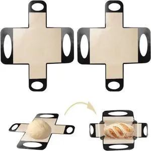 Silicone Bread Sling Mat - Reusable Sourdough Bread Making Loaf Pan Lifter Liner Non-stick & Easy Clean Dough Transfer Mats with 4 Handles Fits for 9x5" or 1.5lb Loaf Pans Silicone Bread Sling Mat - Reusable Sourdough Bread Making Loaf Pan Lifter Liner Non-stick & Easy Clean Dough Transfer Mats with 4 Handles Fits for 9x5" or 1.5lb Loaf Pans