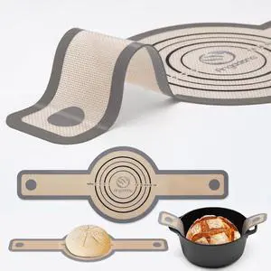 Silicone Bread Sling Dutch Oven - Best Japan Silicone. Non-Stick & Easy Clean Reusable Bread Baking Mat. With Extra Long Handles Baking Sheet Liner, 1 Grey pcs for Transferable Dough Silicone Bread Sling Dutch Oven - Best Japan Silicone. Non-Stick & Easy Clean Reusable Bread Baking Mat. With Extra Long Handles Baking Sheet Liner, 1 Grey pcs for Transferable Dough