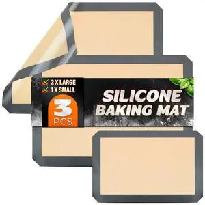 3 Pcs Silicone Baking Mat with Reinforced Edges, Heat Resistant 3 Pcs Silicone Baking Mat with Reinforced Edges, Heat Resistant