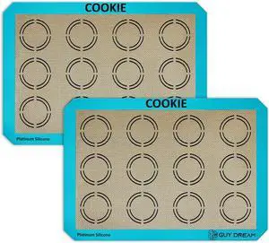 GUYDREMAT 2PCs Silicone Baking Mat with Measurements for Cookies - 16 1/2 x 11 5/8 - Reusable Premium Food Grade Silicone Cookie Sheets - Heat Resistant Silicone Oven Mat GUYDREMAT 2PCs Silicone Baking Mat with Measurements for Cookies - 16 1/2 x 11 5/8 - Reusable Premium Food Grade Silicone Cookie Sheets - Heat Resistant Silicone Oven Mat