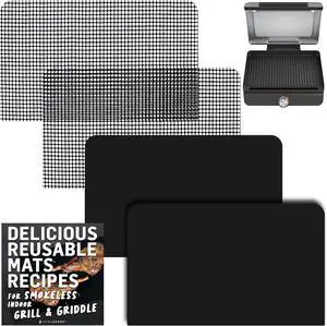 Reusable Mats for Ninja Sizzle Indoor Grill & Griddle GR101, Accessories for Indoor Electric Griddle with Lid for Cooking and Grilling, Non-Stick Electric Appliances Accessory Set by INFRAOVENS Reusable Mats for Ninja Sizzle Indoor Grill & Griddle GR101, Accessories for Indoor Electric Griddle with Lid for Cooking and Grilling, Non-Stick Electric Appliances Accessory Set by INFRAOVENS