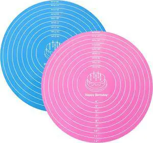 2 PCS 12 Inch Silicone Cake Mat Silicone Baking Mat with Measurement 2 PCS 12 Inch Silicone Cake Mat Silicone Baking Mat with Measurement